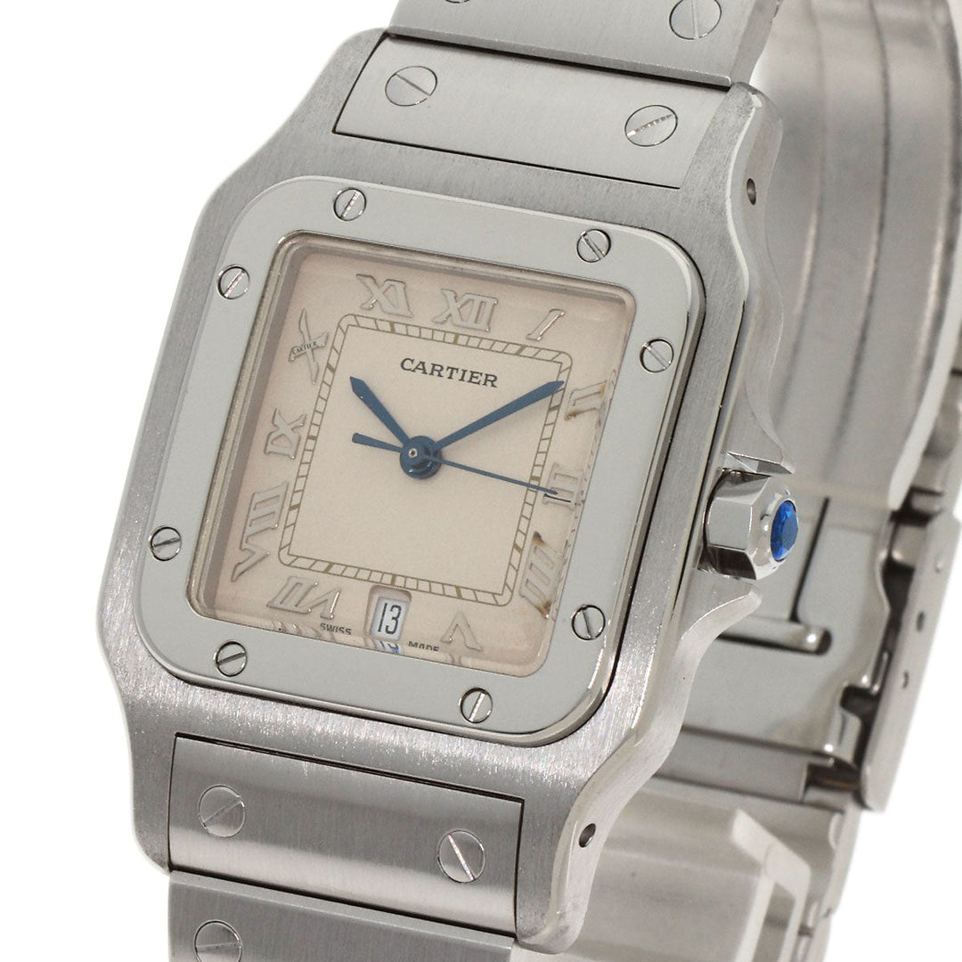 CARTIER Watches Quartz W20018D6 Stainless Steel , Stainless Steel Silver Santos Galve LM old belt Ivory dial mens Used Authentic