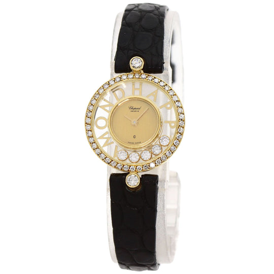 Chopard Watches Quartz 20/3926/12 K18YG, leather gold Happy diamond gold dial Women Used Authentic