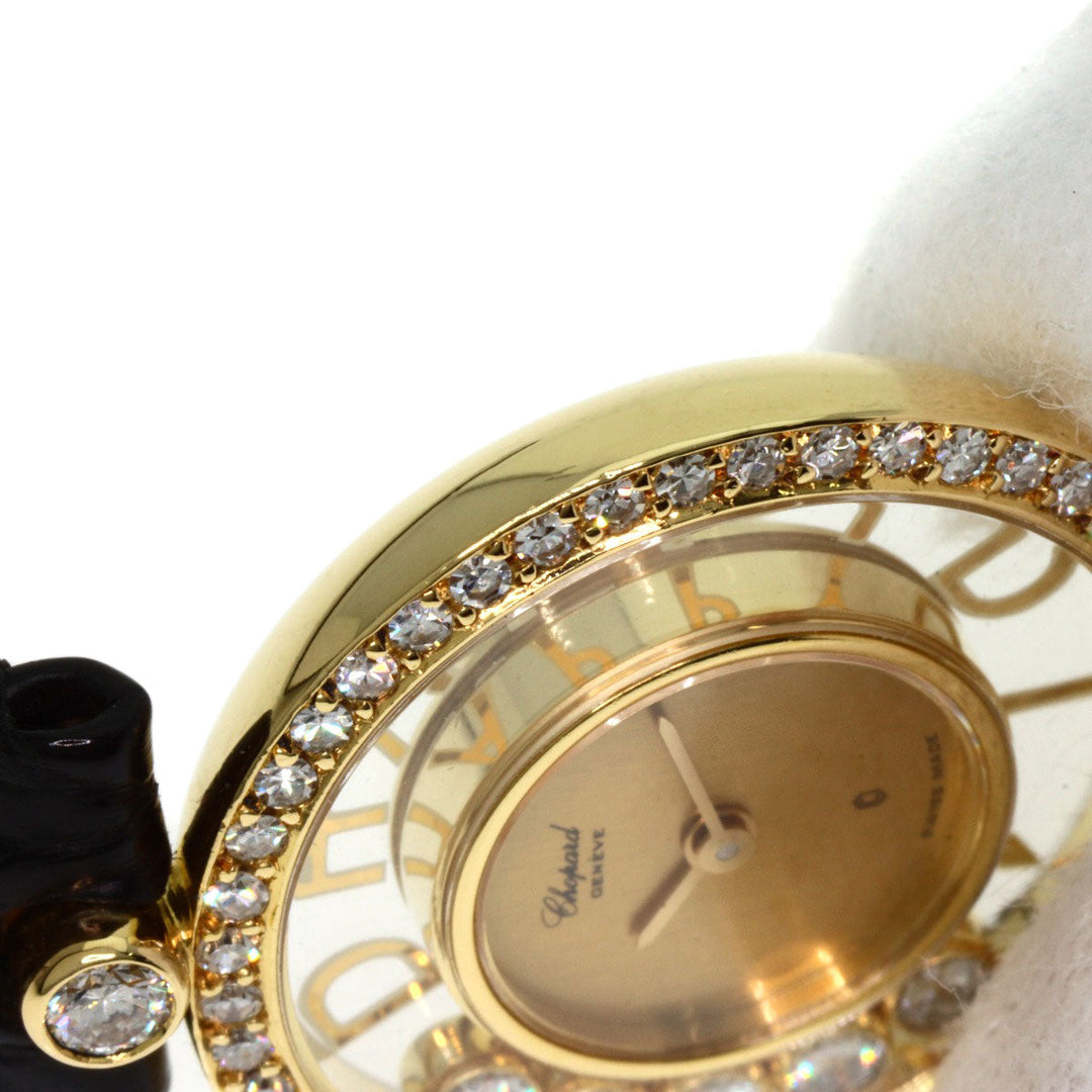 Chopard Watches Quartz 20/3926/12 K18YG, leather gold Happy diamond gold dial Women Used Authentic