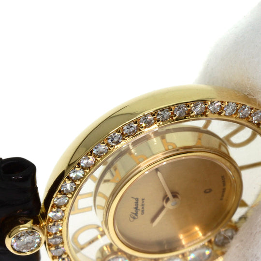 Chopard Watches Quartz 20/3926/12 K18YG, leather gold Happy diamond gold dial Women Used Authentic