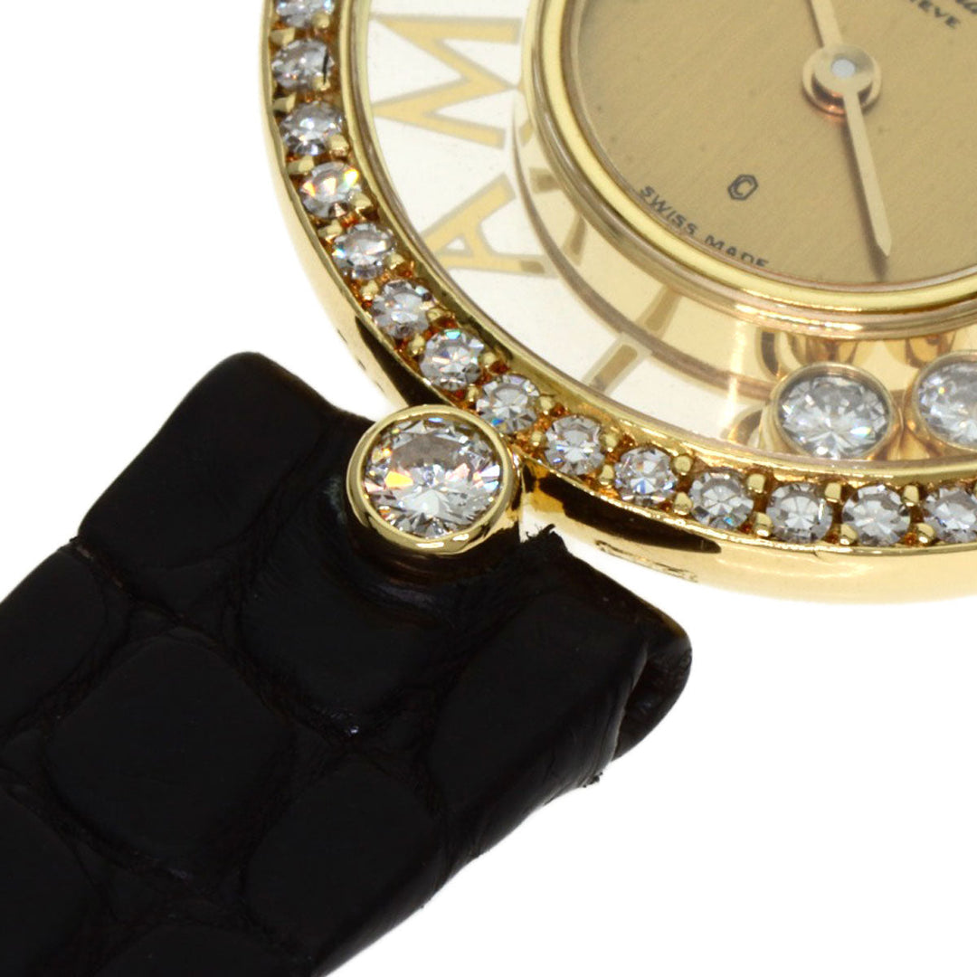 Chopard Watches Quartz 20/3926/12 K18YG, leather gold Happy diamond gold dial Women Used Authentic