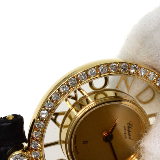 Chopard Watches Quartz 20/3926/12 K18YG, leather gold Happy diamond gold dial Women Used Authentic