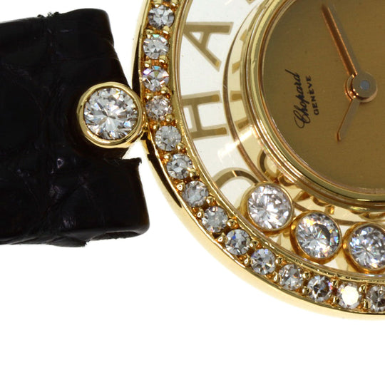 Chopard Watches Quartz 20/3926/12 K18YG, leather gold Happy diamond gold dial Women Used Authentic