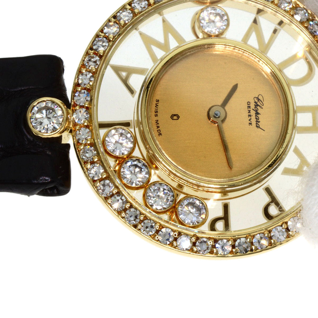 Chopard Watches Quartz 20/3926/12 K18YG, leather gold Happy diamond gold dial Women Used Authentic