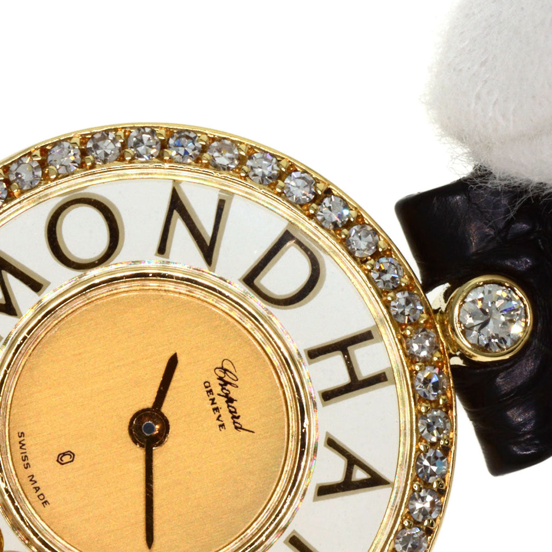 Chopard Watches Quartz 20/3926/12 K18YG, leather gold Happy diamond gold dial Women Used Authentic