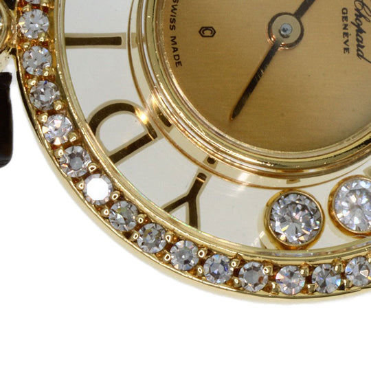 Chopard Watches Quartz 20/3926/12 K18YG, leather gold Happy diamond gold dial Women Used Authentic