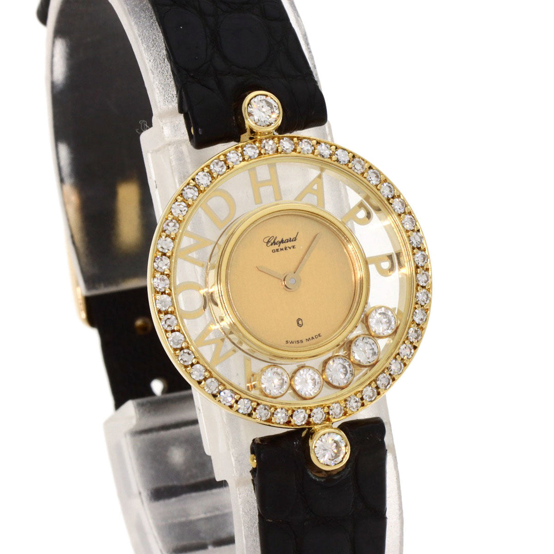 Chopard Watches Quartz 20/3926/12 K18YG, leather gold Happy diamond gold dial Women Used Authentic