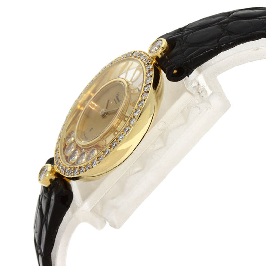 Chopard Watches Quartz 20/3926/12 K18YG, leather gold Happy diamond gold dial Women Used Authentic