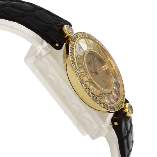 Chopard Watches Quartz 20/3926/12 K18YG, leather gold Happy diamond gold dial Women Used Authentic
