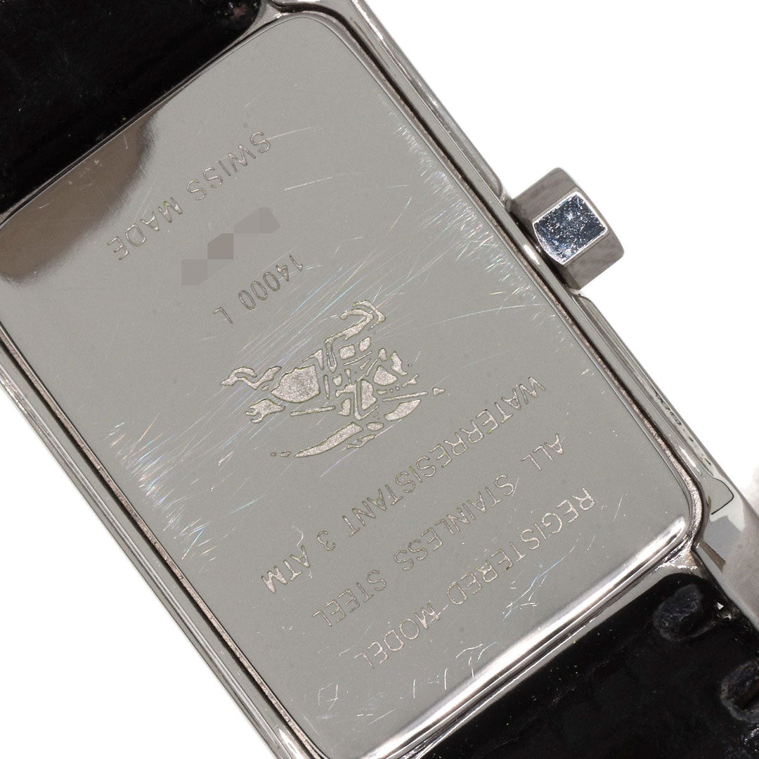 BURBERRY Watches Quartz 14000L Stainless Steel, Leather Silver Square face Silver dial Women Used Authentic