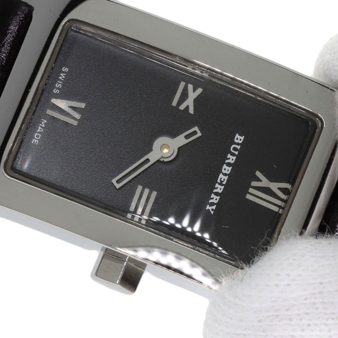 BURBERRY Watches Quartz 14000L Stainless Steel, Leather Silver Square face Silver dial Women Used Authentic