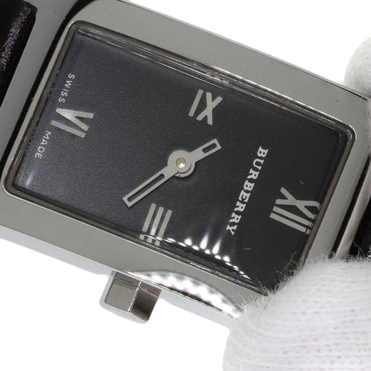BURBERRY Watches Quartz 14000L Stainless Steel, Leather Silver Square face Silver dial Women Used Authentic