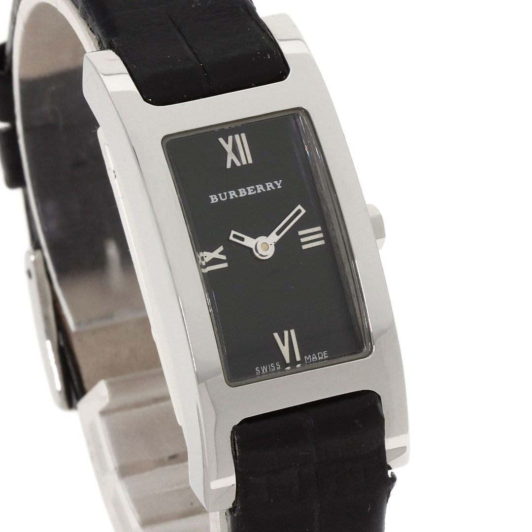 BURBERRY Watches Quartz 14000L Stainless Steel, Leather Silver Square face Silver dial Women Used Authentic