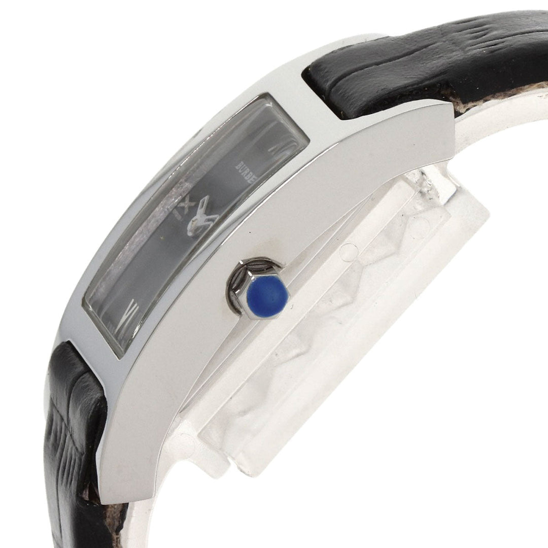 BURBERRY Watches Quartz 14000L Stainless Steel, Leather Silver Square face Silver dial Women Used Authentic