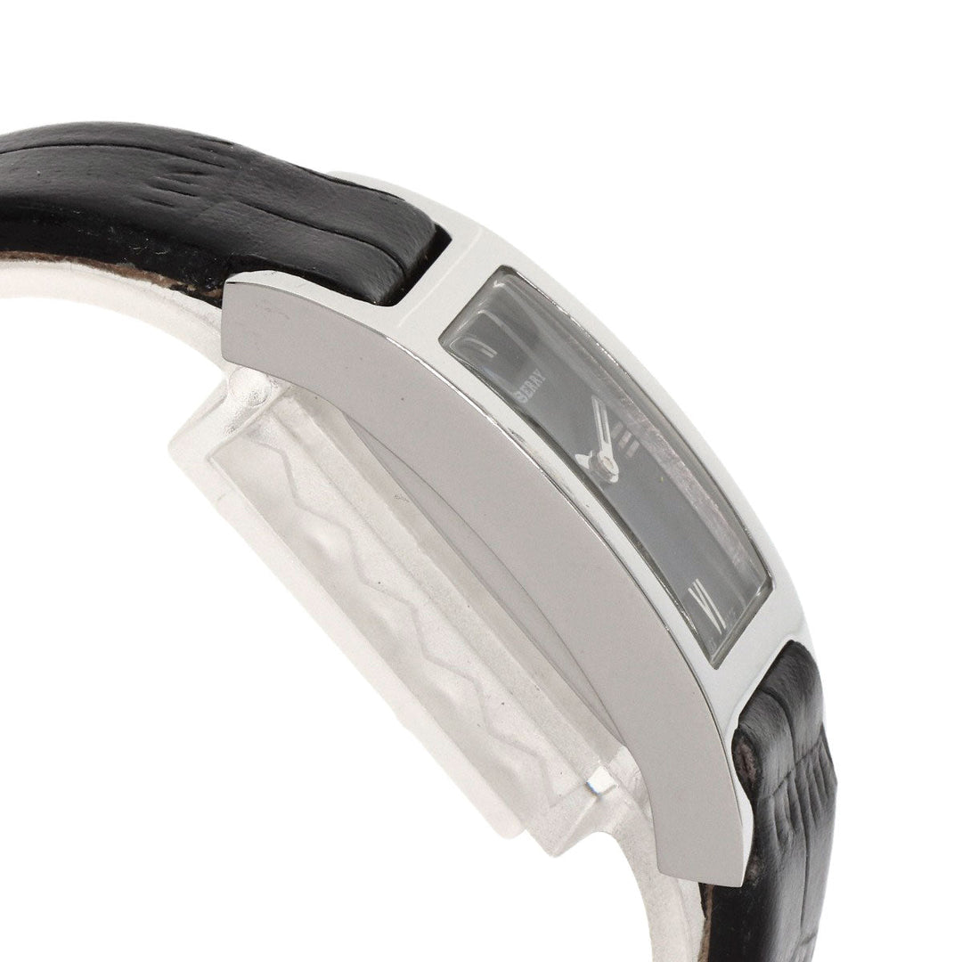BURBERRY Watches Quartz 14000L Stainless Steel, Leather Silver Square face Silver dial Women Used Authentic