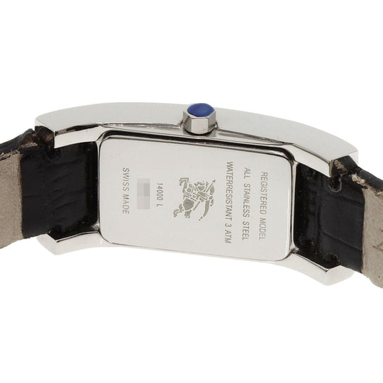 BURBERRY Watches Quartz 14000L Stainless Steel, Leather Silver Square face Silver dial Women Used Authentic