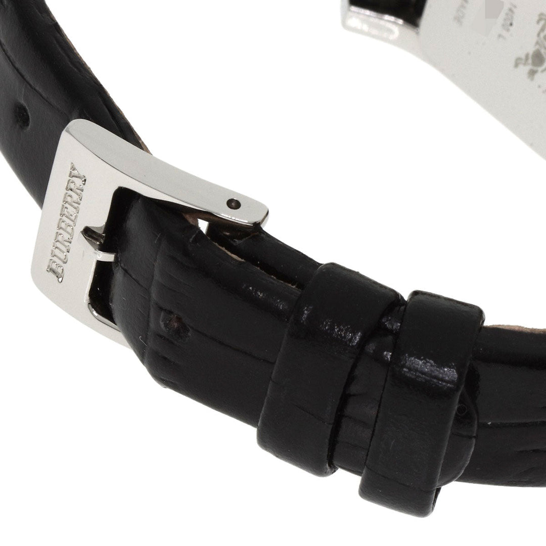 BURBERRY Watches Quartz 14000L Stainless Steel, Leather Silver Square face Silver dial Women Used Authentic