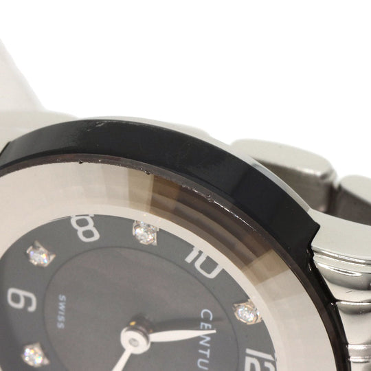 CENTURY Watches Quartz 648.7.S.N5B.12.SF Stainless Steel , Stainless Steel Silver Elegance Black shell dial Women Used Authentic