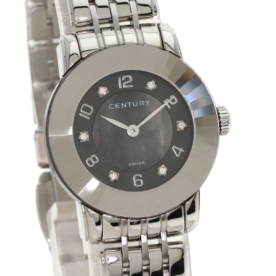 CENTURY Watches Quartz 648.7.S.N5B.12.SF Stainless Steel , Stainless Steel Silver Elegance Black shell dial Women Used Authentic