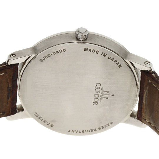 SEIKO Watches Quartz GCAT993 8J80-0AD0 Stainless Steel, Leather Silver CREDOR Node Round Silver dial mens Used Authentic