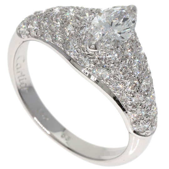 CARTIER Ring K18WG Silver Simple Must Marquise Cut 1P Diamond #53