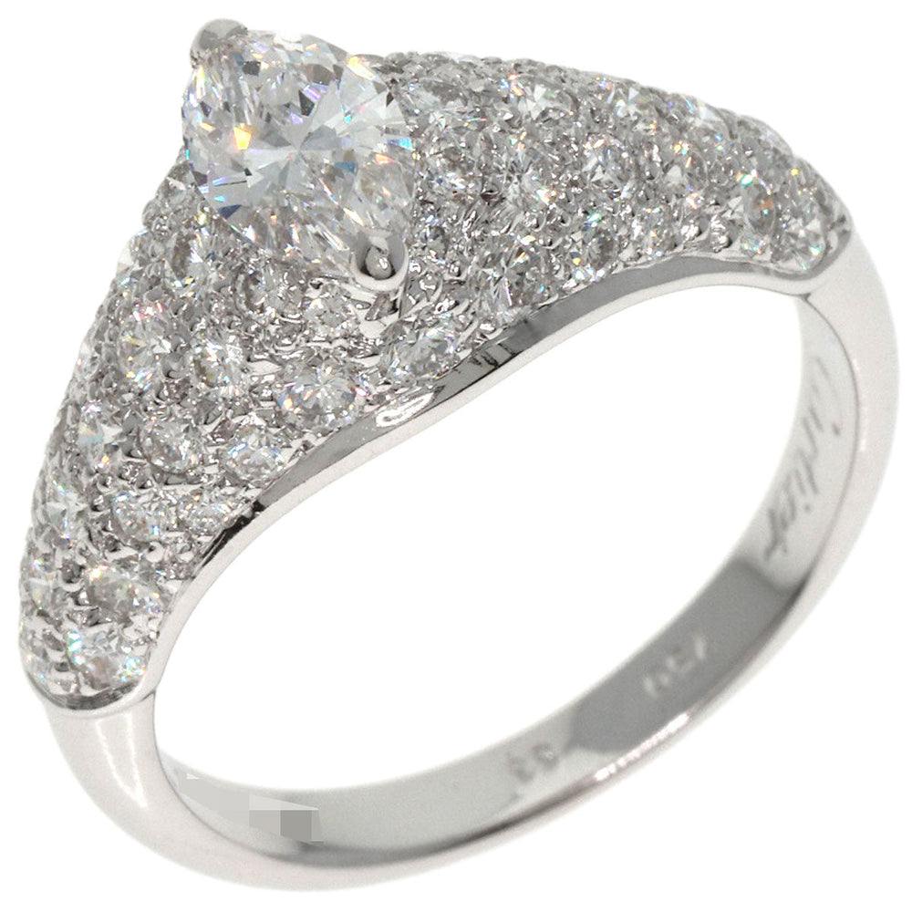CARTIER Ring K18WG Silver Simple Must Marquise Cut 1P Diamond #53