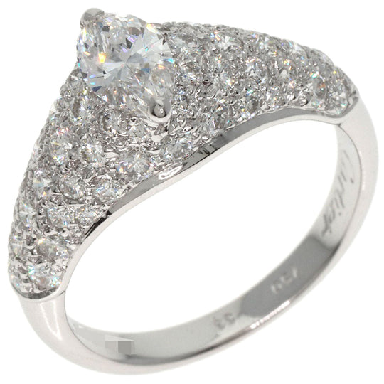 CARTIER Ring K18WG Silver Simple Must Marquise Cut 1P Diamond #53