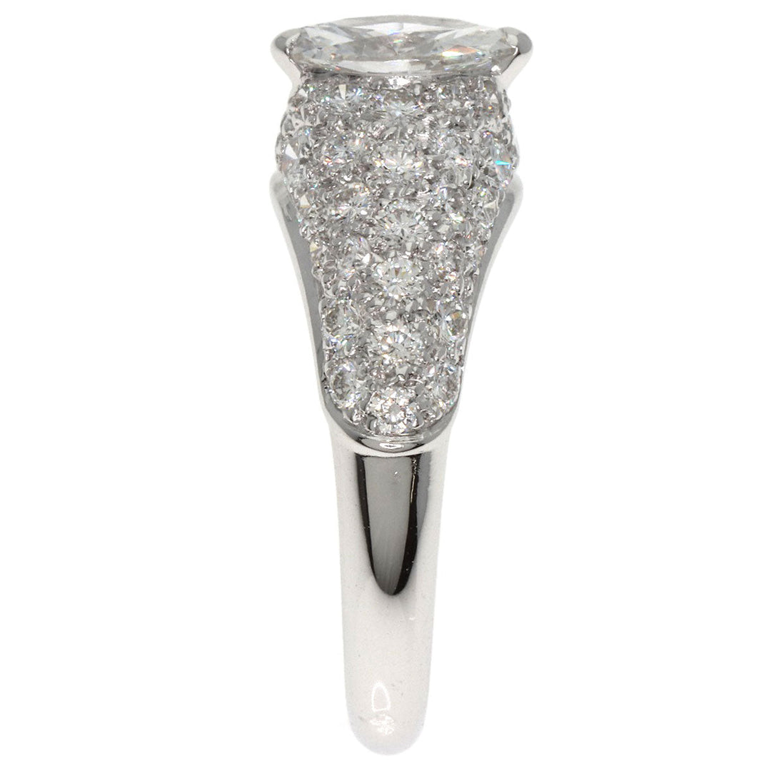 CARTIER Ring K18WG Silver Simple Must Marquise Cut 1P Diamond #53