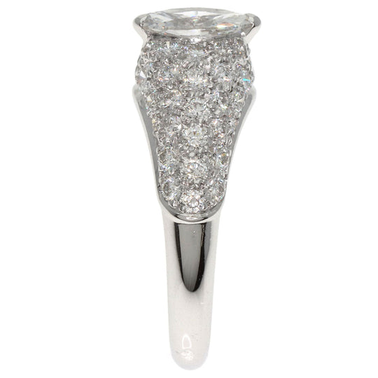 CARTIER Ring K18WG Silver Simple Must Marquise Cut 1P Diamond #53