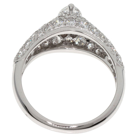 CARTIER Ring K18WG Silver Simple Must Marquise Cut 1P Diamond #53