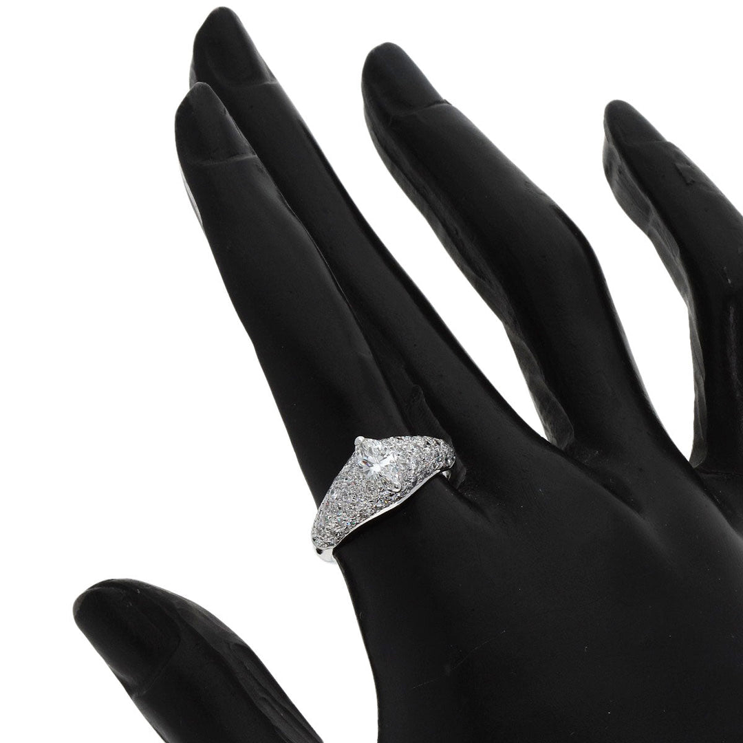 CARTIER Ring K18WG Silver Simple Must Marquise Cut 1P Diamond #53