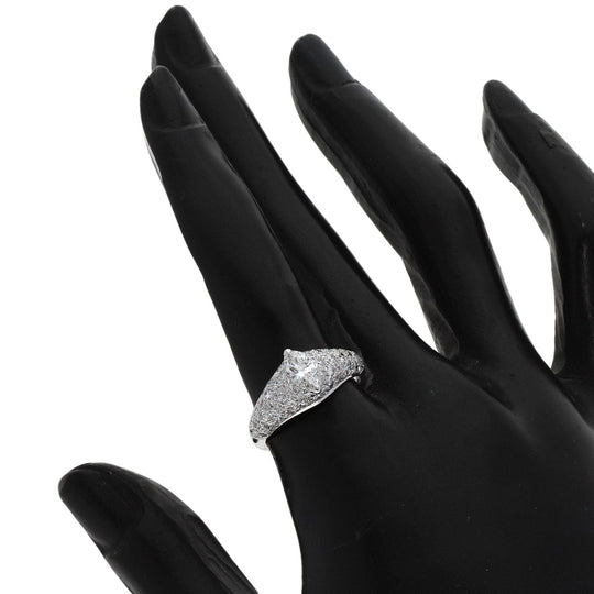 CARTIER Ring K18WG Silver Simple Must Marquise Cut 1P Diamond #53