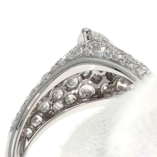 CARTIER Ring K18WG Silver Simple Must Marquise Cut 1P Diamond #53