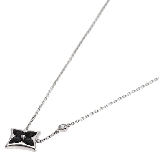 LOUIS VUITTON Pendant top K18WG Silver Star Blossom BB Diamond Onyx Women Used Authentic