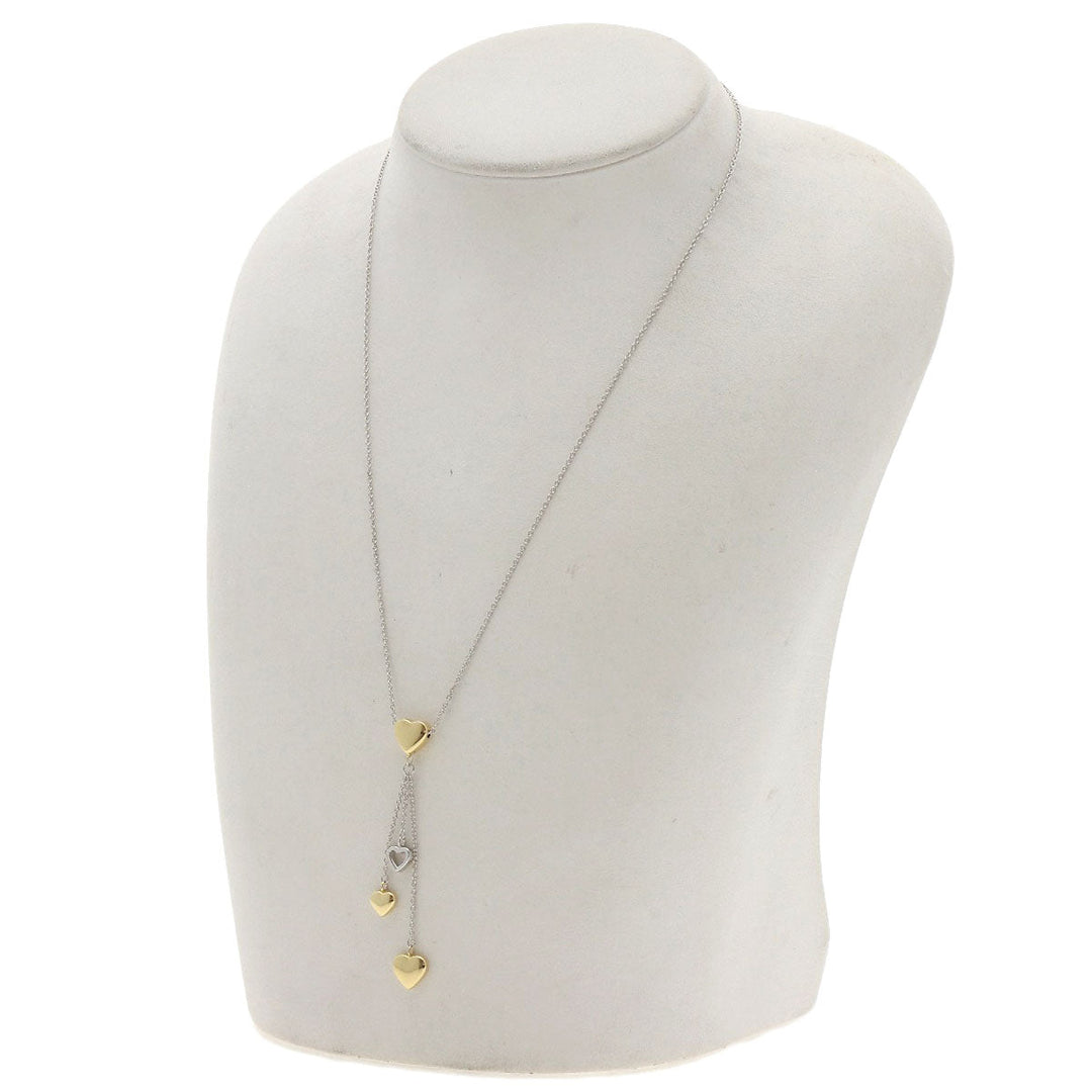 TIFFANY&Co. Necklace K18WG , K18YG gold Triple heart Women Used Authentic