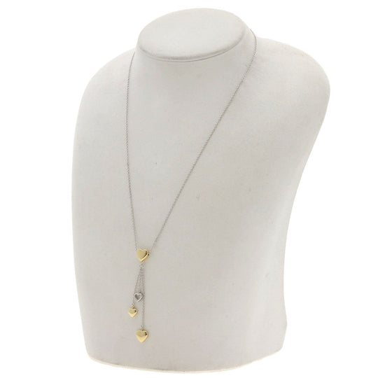 TIFFANY&Co. Necklace K18WG , K18YG gold Triple heart Women Used Authentic