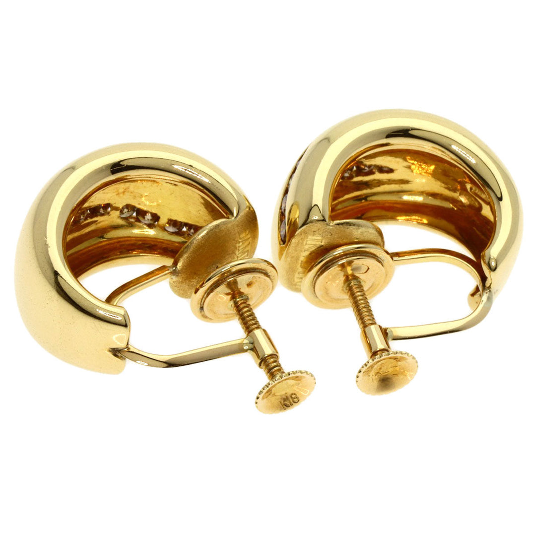 Damiani Earring 18K Yellow Gold gold Tiger Stripe Diamond Women Used Authentic