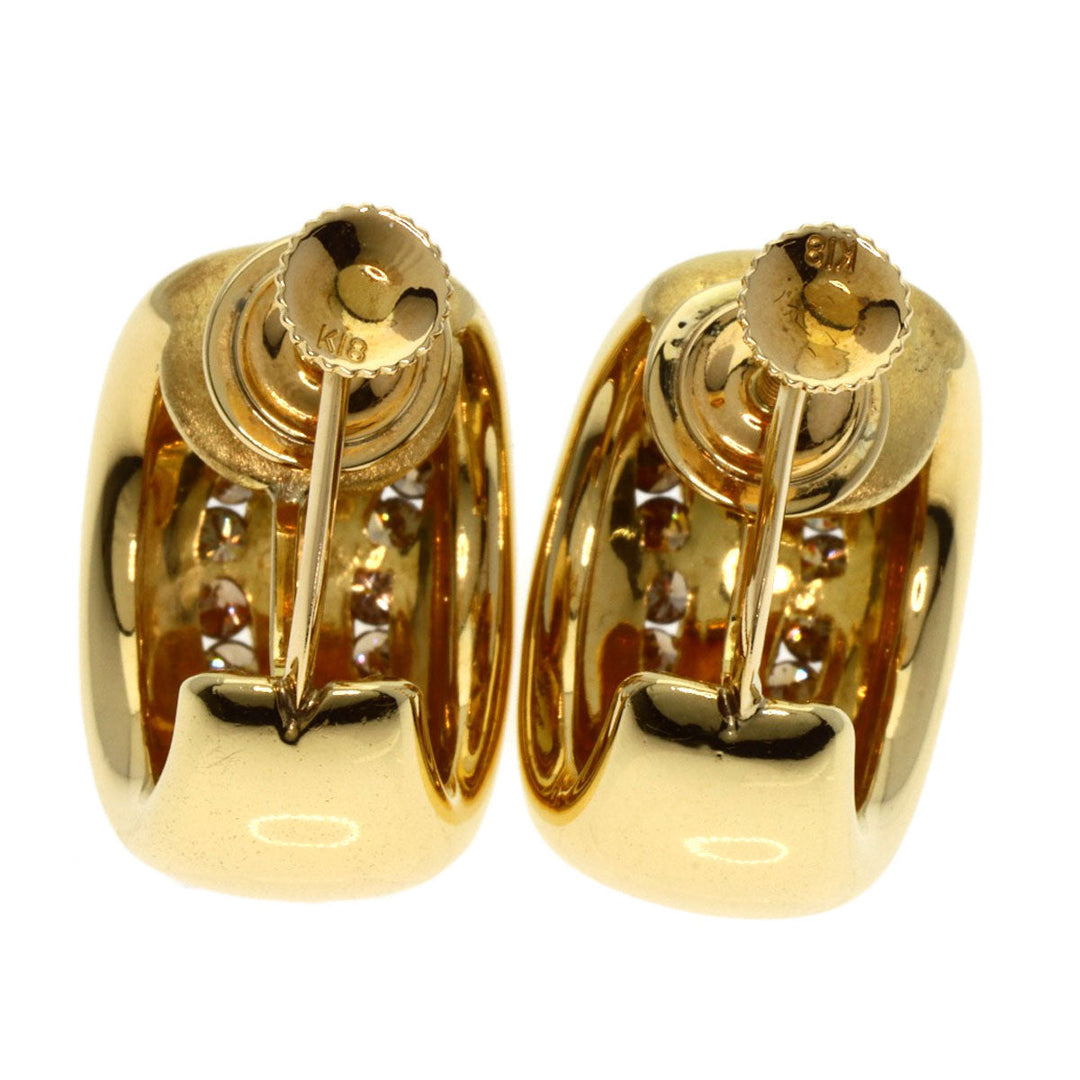 Damiani Earring 18K Yellow Gold gold Tiger Stripe Diamond Women Used Authentic