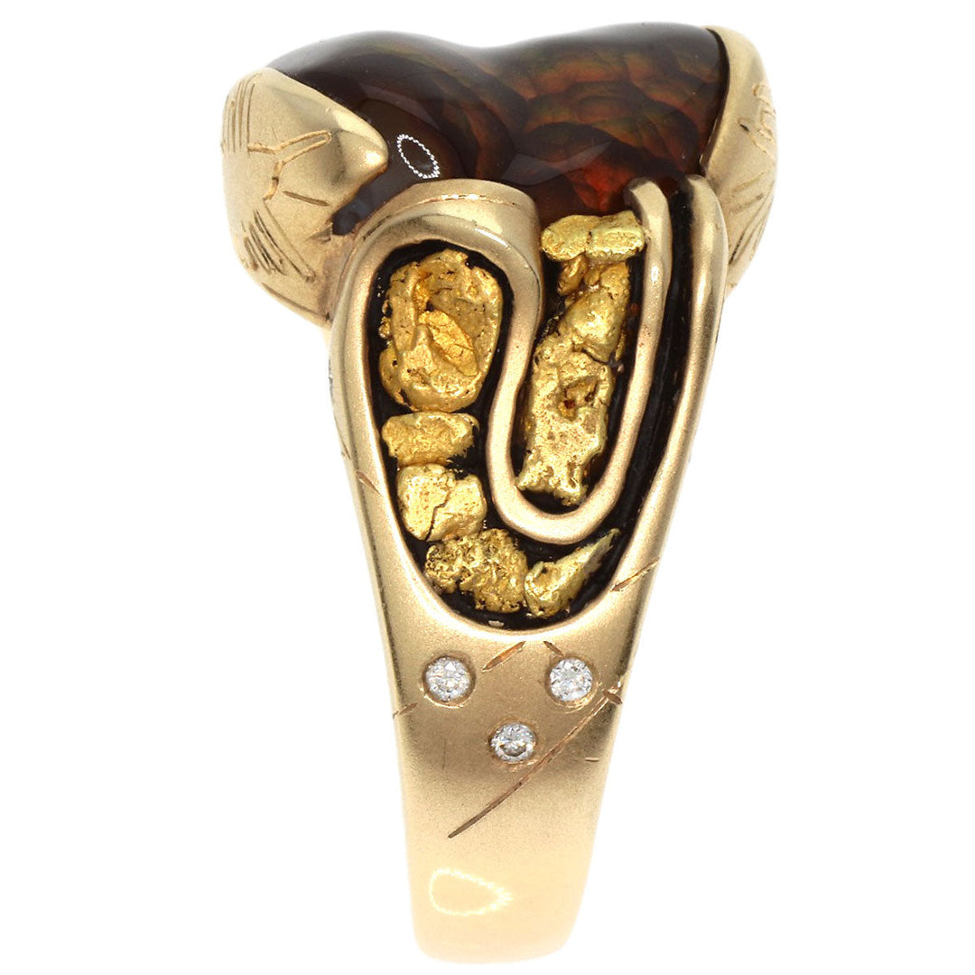 MITSUO KAJI Ring K14YG gold Ammolite Diamond Women Used Authentic