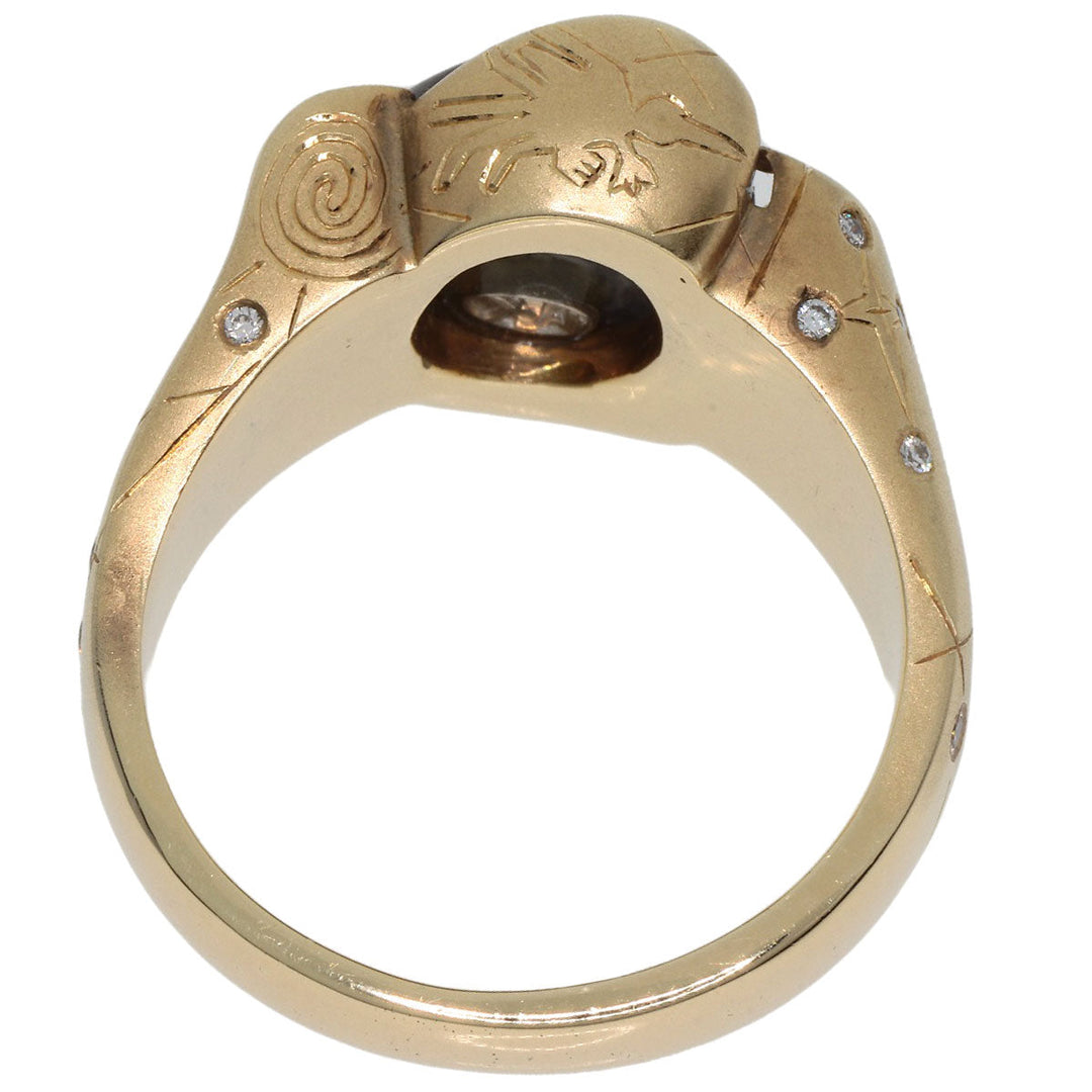 MITSUO KAJI Ring K14YG gold Ammolite Diamond Women Used Authentic