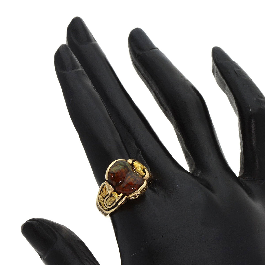 MITSUO KAJI Ring K14YG gold Ammolite Diamond Women Used Authentic
