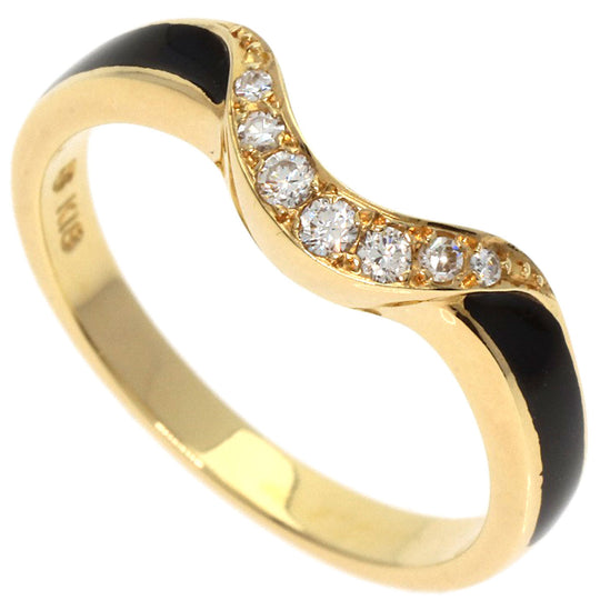 MIKIMOTO Ring 18K Yellow Gold gold Enamel diamond Women Used Authentic