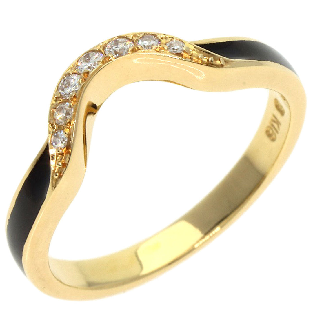 MIKIMOTO Ring 18K Yellow Gold gold Enamel diamond Women Used Authentic