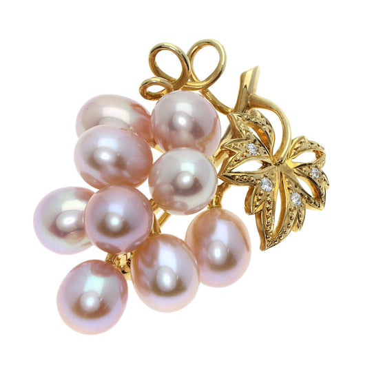 MIKIMOTO Brooch 18K Yellow Gold gold Freshwater pearl, diamond, grape motif