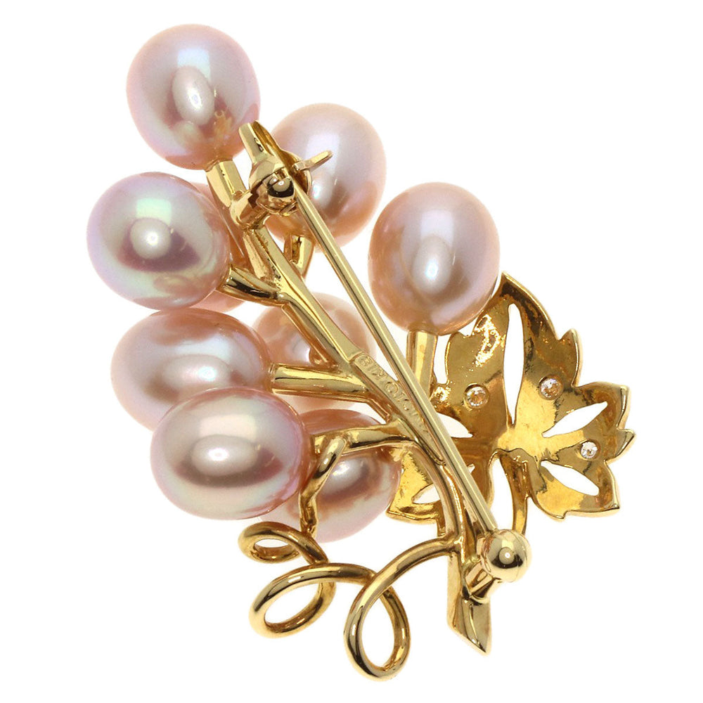 MIKIMOTO Brooch 18K Yellow Gold gold Freshwater pearl, diamond, grape motif