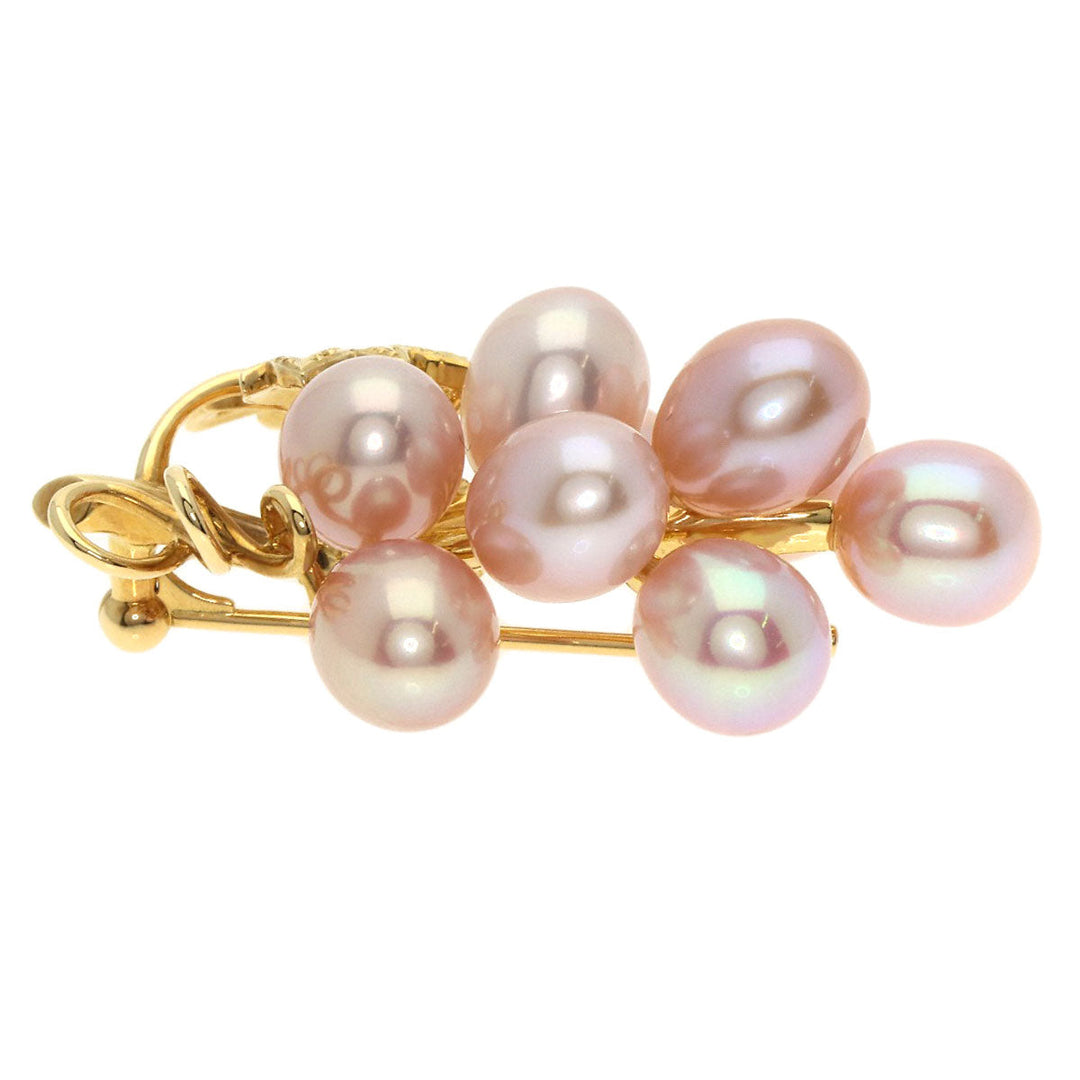 MIKIMOTO Brooch 18K Yellow Gold gold Freshwater pearl, diamond, grape motif