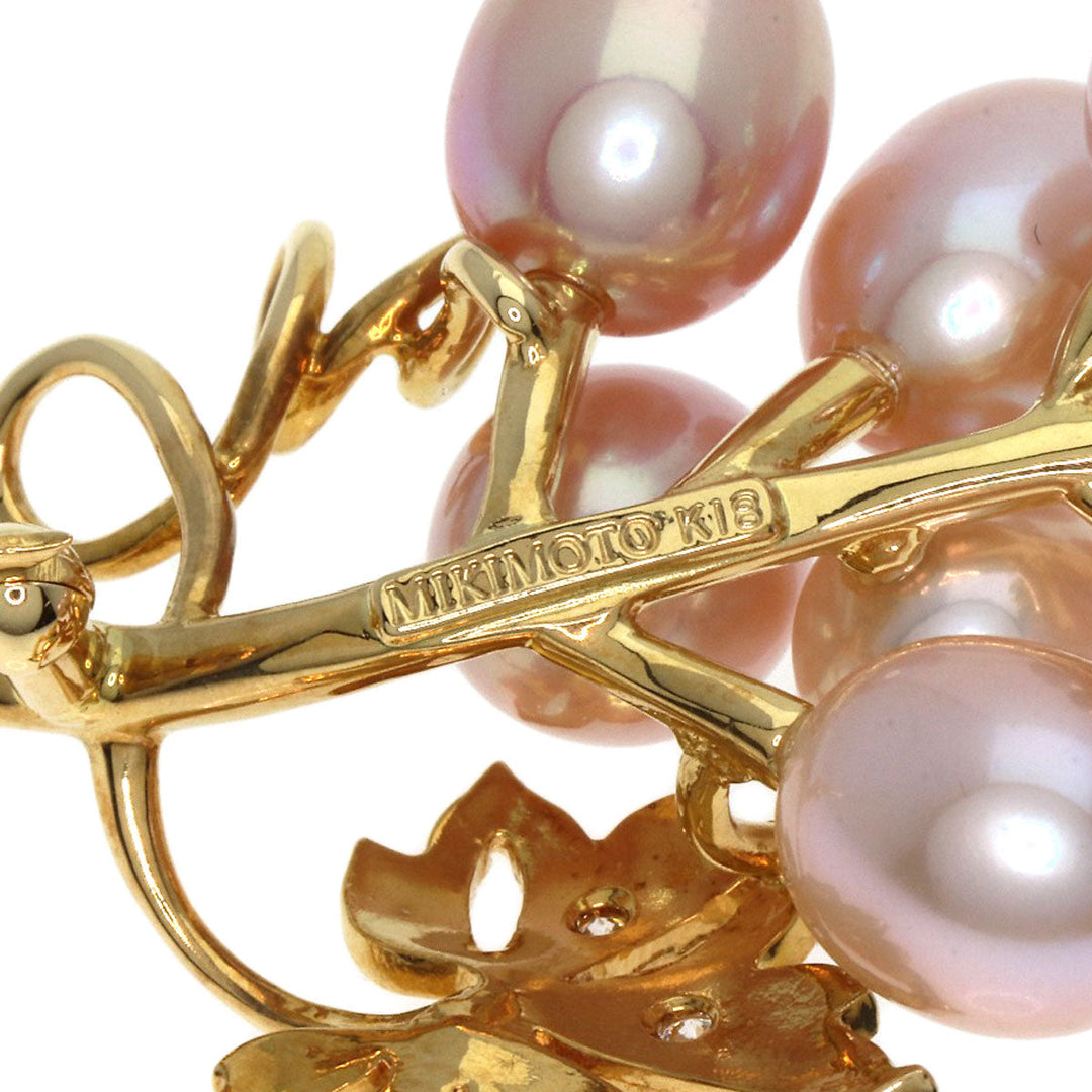 MIKIMOTO Brooch 18K Yellow Gold gold Freshwater pearl, diamond, grape motif