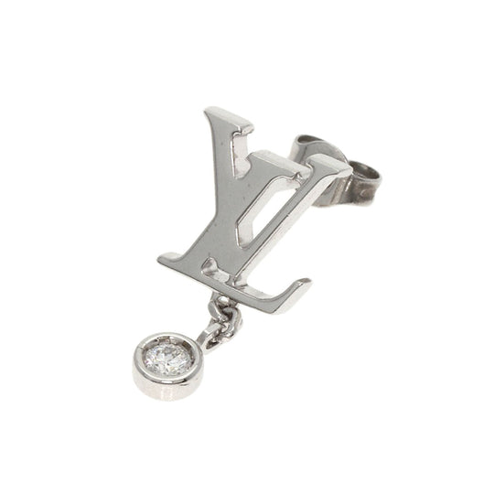 LOUIS VUITTON Pierce K18WG Silver Puce Idylle Blossom LV Diamond One side only Women Used Authentic