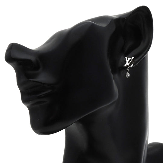 LOUIS VUITTON Pierce K18WG Silver Puce Idylle Blossom LV Diamond One side only Women Used Authentic