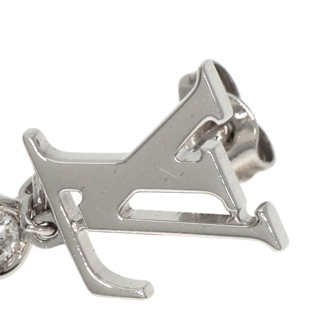 LOUIS VUITTON Pierce K18WG Silver Puce Idylle Blossom LV Diamond One side only Women Used Authentic